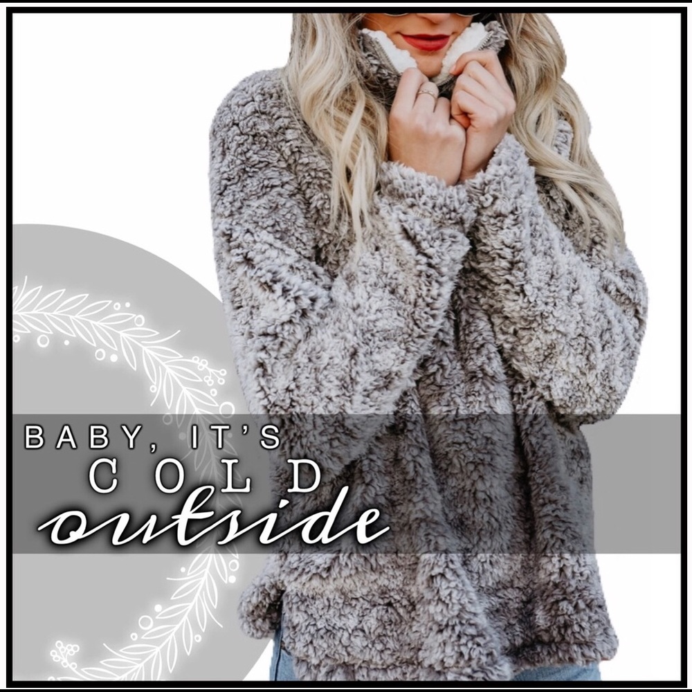 Two-Tone Sherpa Pullover - Picture 2 of 2